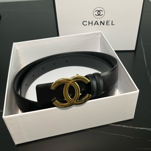 CHANEL Accessories - Chanel Black and Gold Women's Belt